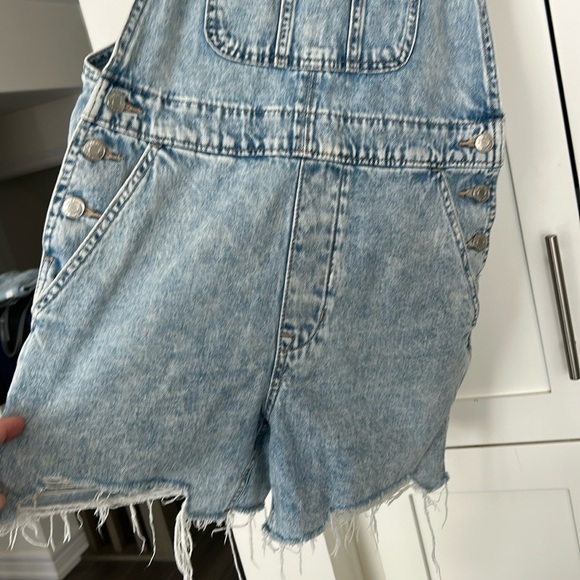 Gap Distressed Denim Short Overalls Shortalls Size S - Picture 13 of 17